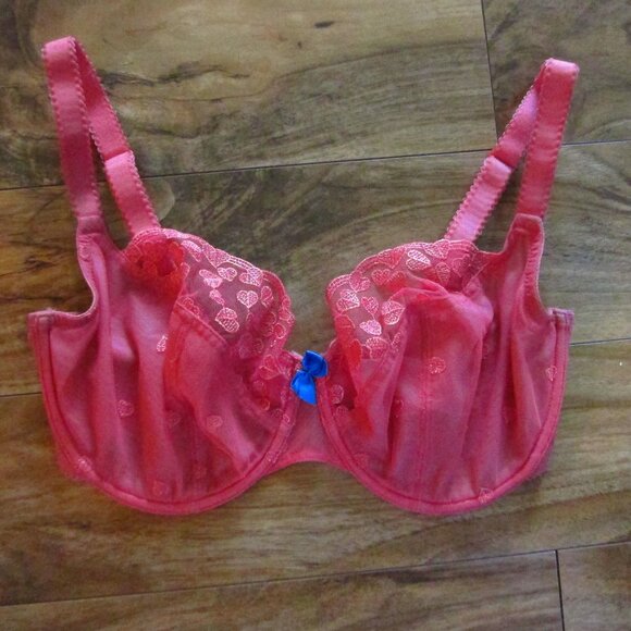 Panache Cleo Hot Pink Kali Unlined Sheer Balconette Underwire Bra Size 32H - Picture 1 of 8